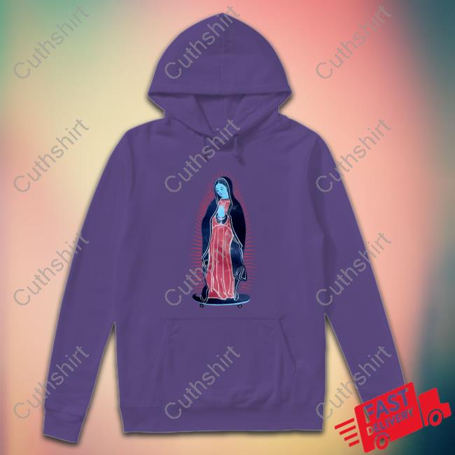 Paddysroyco Virgen Guadalupe On Skateboard Tee Shirt