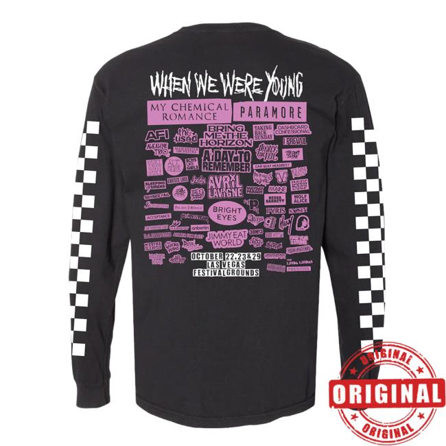 Official When We Were Young Festival 2023 Merch Fest Lineup Checkered Long Sleeve Tee Shirt WhenWeWereYoung
