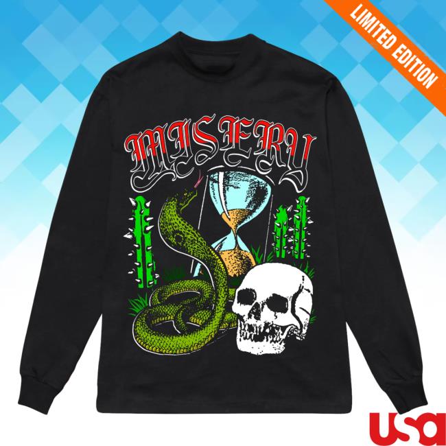 Official Misery Worldwide Misery Worldwide Time Kills Graphic Print Black Long Sleeve Shirt New
