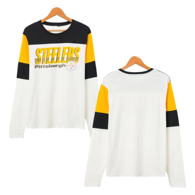 Official Junk Food Apparel Clothing Store Shop Junkfoodclothing Pittsburgh Steelers Zone Blitz Long Sleeve Tees Sugar/True Black/Mustard