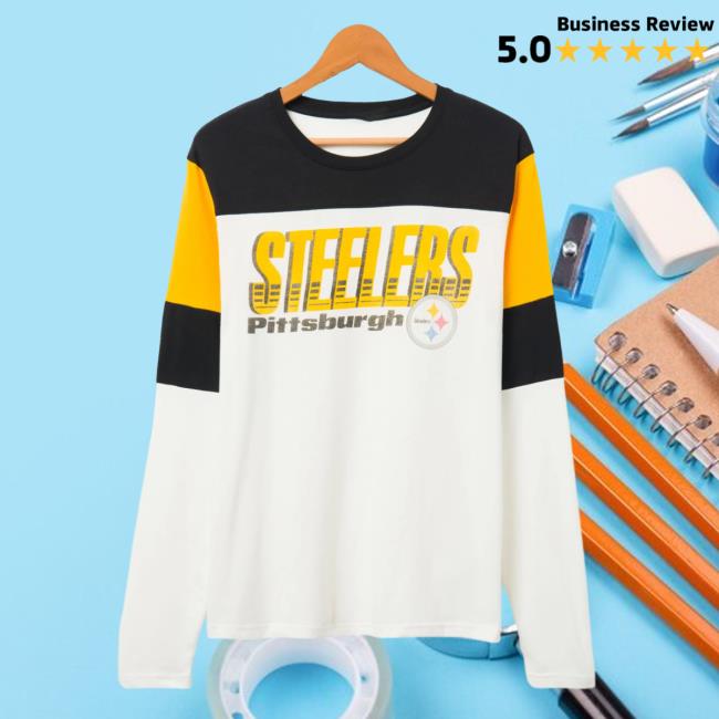 Official Junk Food Apparel Clothing Store Shop Junkfoodclothing Pittsburgh Steelers Zone Blitz Long Sleeve Tee Sugar/True Black/Mustard