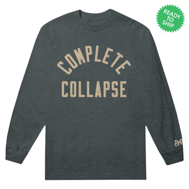 Official Sumerian Records Sleeping With Sirens Merch Store Complete Collapse Varsity Dark Heather Long Sleeve Shirt 2023 SleepingWithSirens Clothing