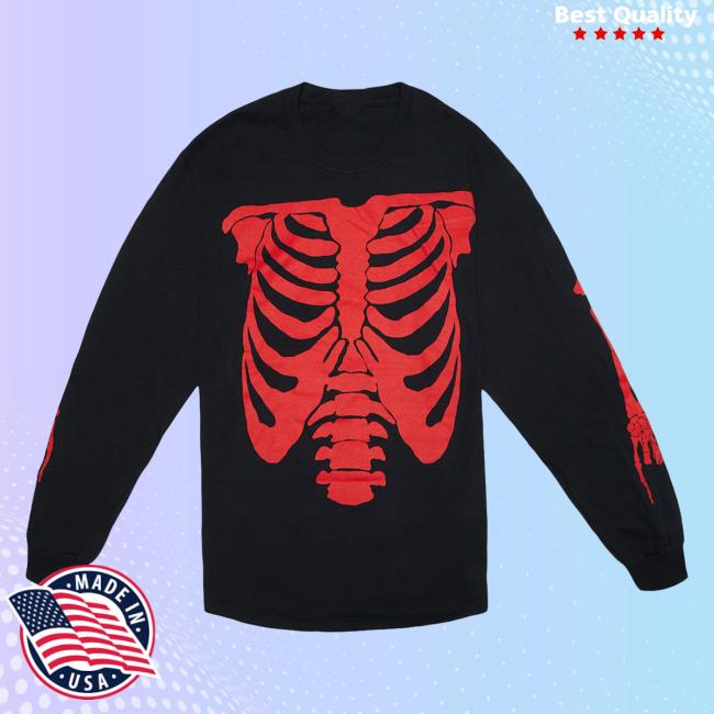 Official Playboi Carti Merch Playboi Carti Die Lit Tour Ribcage Long Sleeve Shirt Black PlayboiCarti Clothing Shop Store