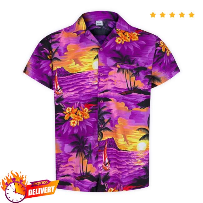Official 1980S Purple Hawaiian Shirt For Holiday Party Tropical Aloha Shirts