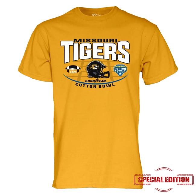 Mizzou Tigers Cotton Bowl Football Helmet Gold Long Sleeve T-Shirt