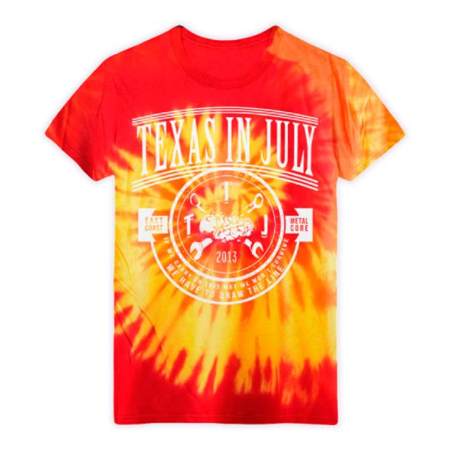 Official Merch Store Now Texas In July Draw The Line Red/Orange Tie Dye Hoodie Sweatshirt Merchnow Shop