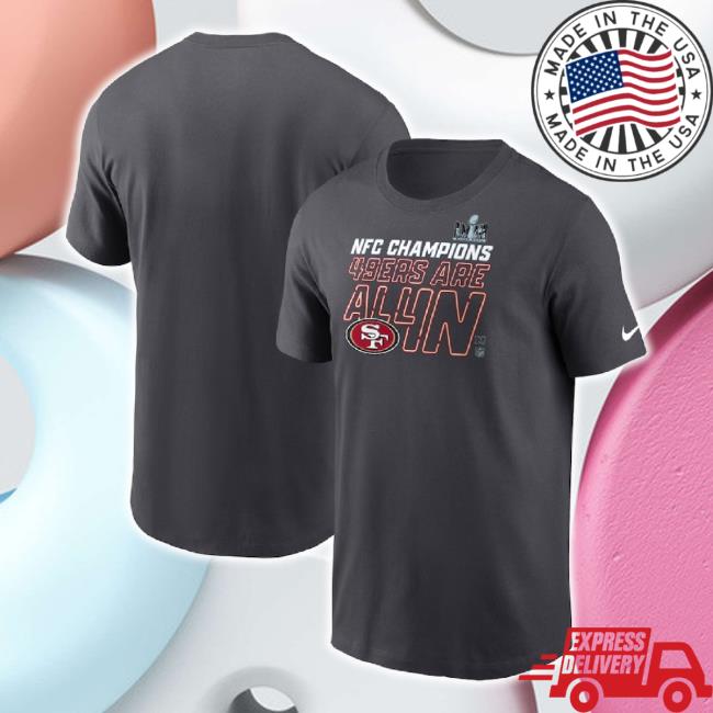 Original San Francisco 49Ers Nike 2023 Nfc Champions Locker Room Trophy Collection Tee - Anthracite