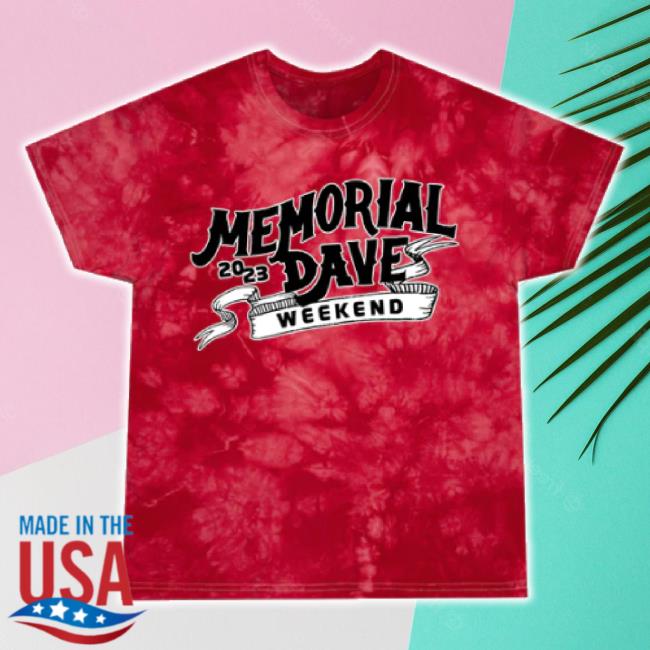 Original Dmac Design Memorial Day Weekend 2023 Tie Dye Shirt Designs With/Set List Red Crackle