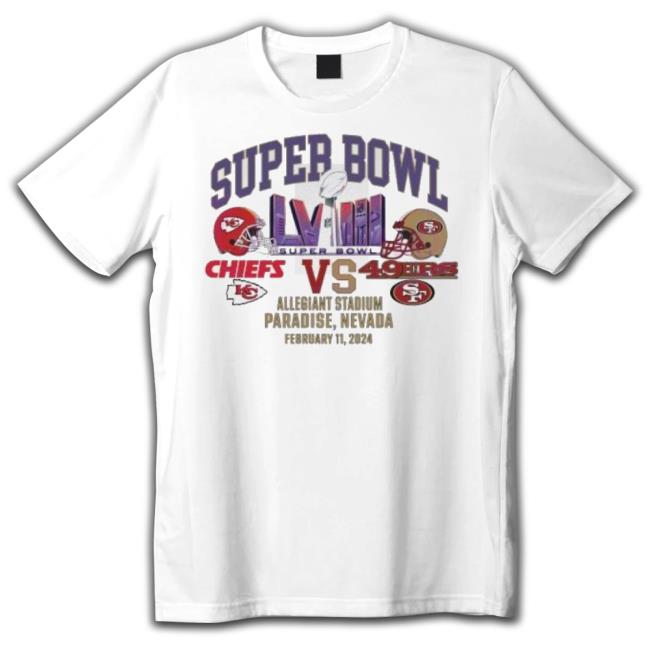 Original Official Official Kansas City Chiefs Vs San Francisco 49Ers Super Bowl Lviii Allegiant Stadium Paradise Nevada February 11, 2024 Hoodie Sweatshirt Original Official Official Kansas City Chiefs Vs San Francisco 49Ers Super Bowl Lviii Allegiant Stadium Paradise Nevada February 11, 2024 Unisex Sweatshirt