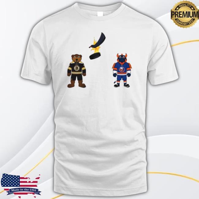 Trending Boston Bruins Vs New York Islanders Nhl 2024 Mascot Cartoon Hockey New Shirt
