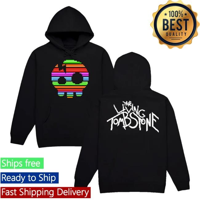 The Living Tombstone - 8 Bit Rainbow Skull Hooded Sweatshirt The Living Tombstone Merch Store Shop The Living Tombstone - 8 Bit Rainbow Skull Hooded Sweatshirt The Living Tombstone Merch Store Shop